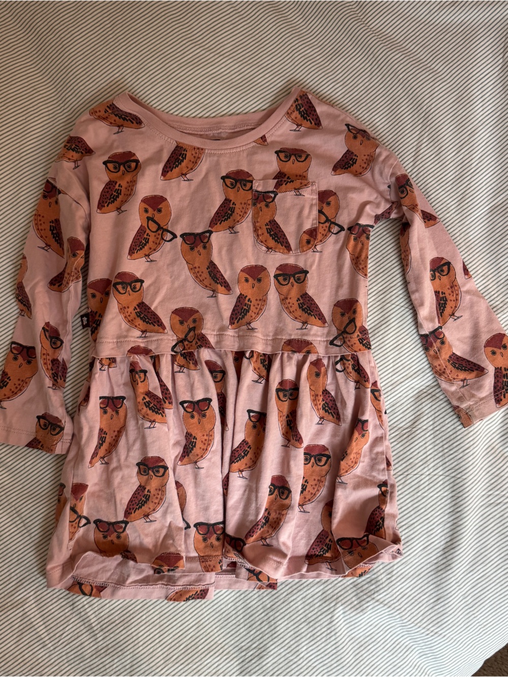 Tea Collection Pink owl print Dress